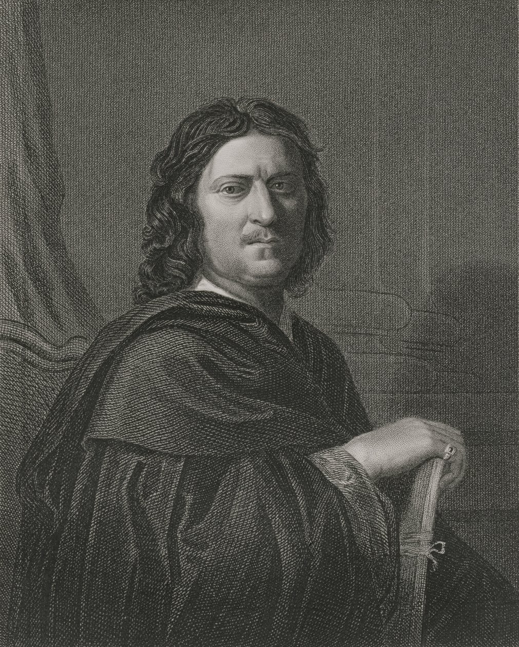 Autorretrato, grabado por James Posselwhite, pub. por William Mackenzie de Nicolas Poussin