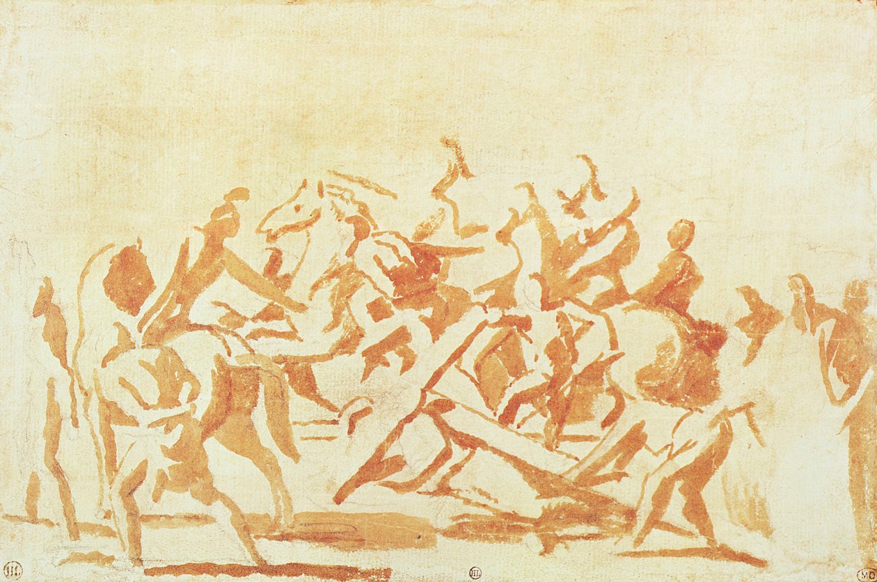Estudio de Cristo llevando la cruz de Nicolas Poussin