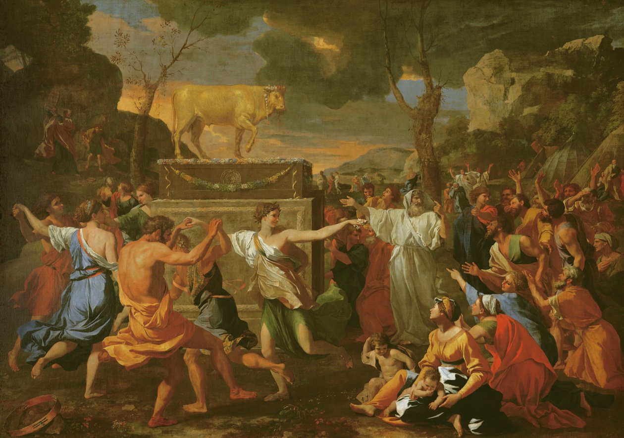 La adoración del becerro de oro, antes de 1634 de Nicolas Poussin