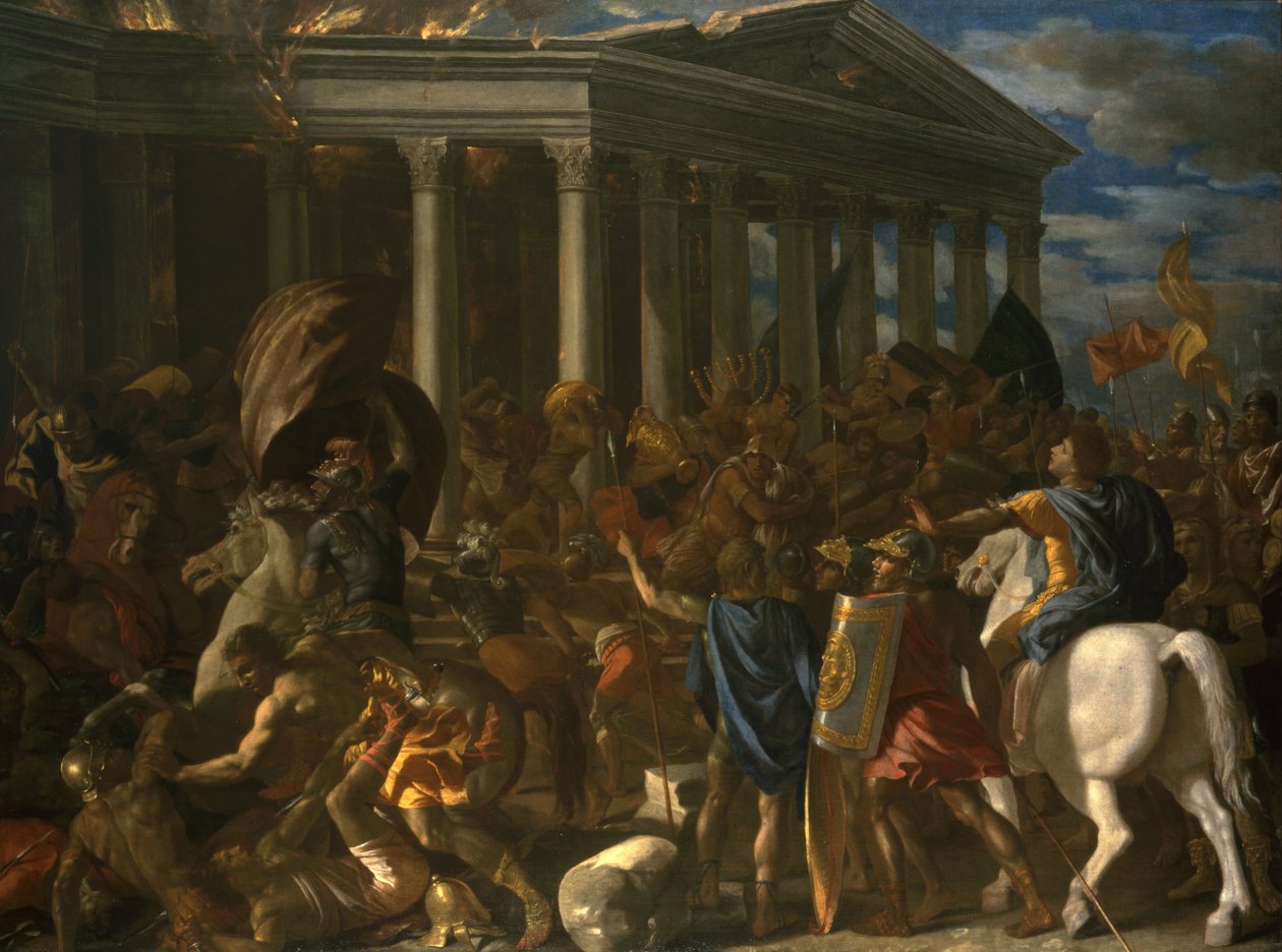 La destrucción y saqueo del Templo de Jerusalén de Nicolas Poussin