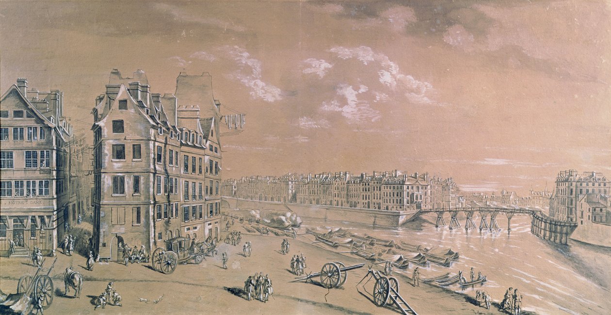La Ile Saint-Louis y los muelles de maíz desde la Place de Grève de Nicolas Raguenet