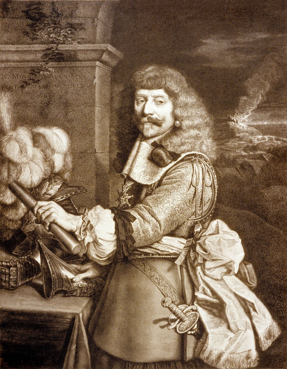 Henri de Lorraine llamado Cadet la Perle (1601-1666) Conde de Harcourt, de Armagnac, de Brionne y Vizconde de Marsan (grabado por Antoine Masson) de Nicolas (after) Mignard