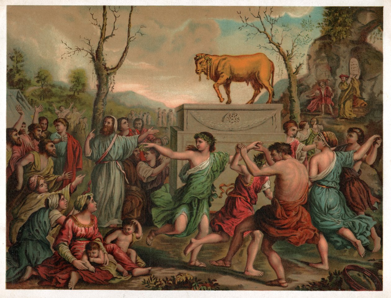 Adoración del becerro de oro, circa 1900 de Nicolas (after) Poussin