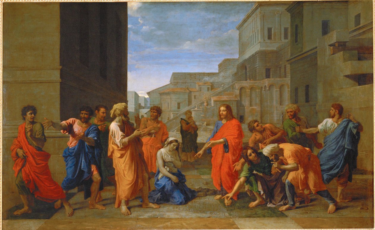 La femme adultere - la adúltera ... de Nicolas (attr.to) Poussin