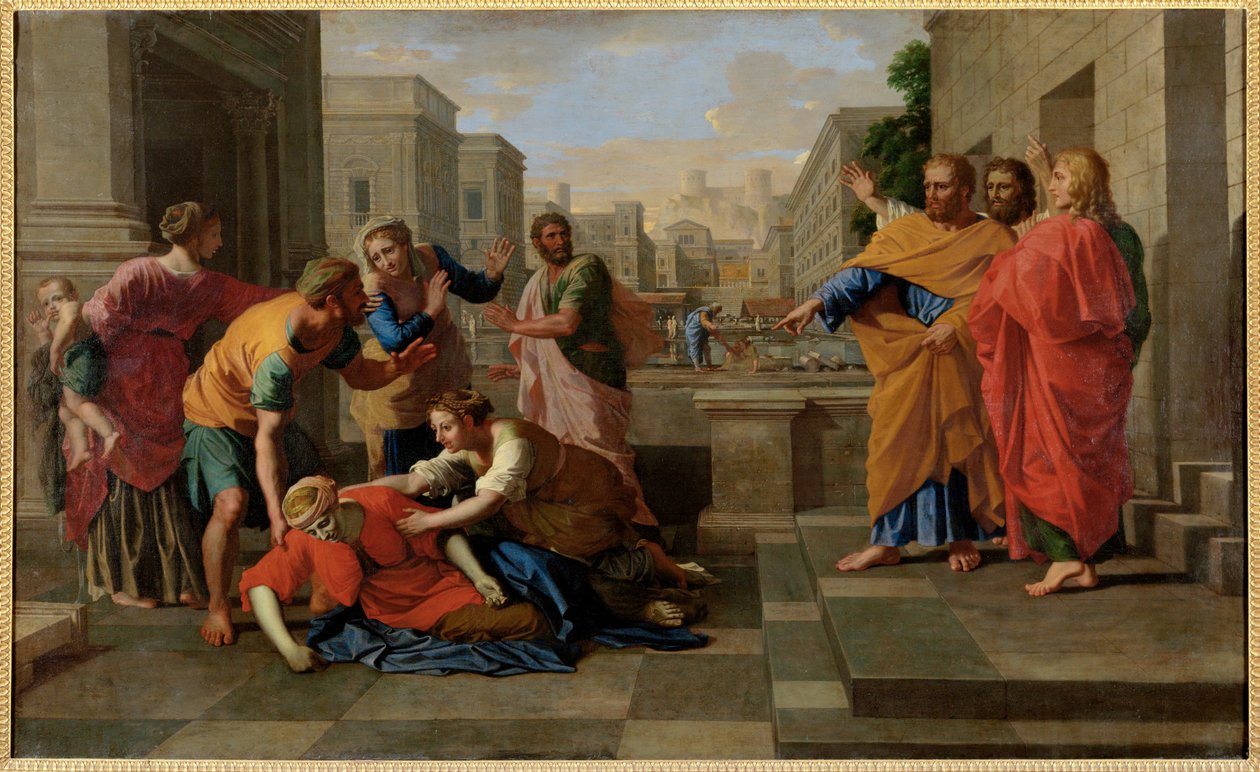 La mort de Saphire - La muerte de Saphire ... de Nicolas (attr.to) Poussin