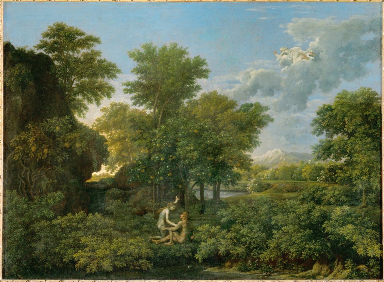 Le Printemps, ou le Paradis Terrestre -La primavera, o el paraíso terrenal ... de Nicolas (attr.to) Poussin