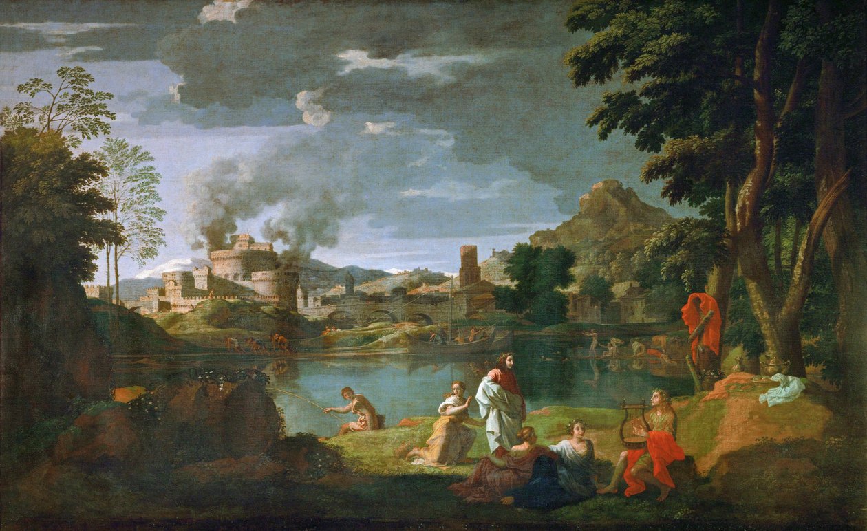 Orfeo y Eurídice ... de Nicolas (attr.to) Poussin