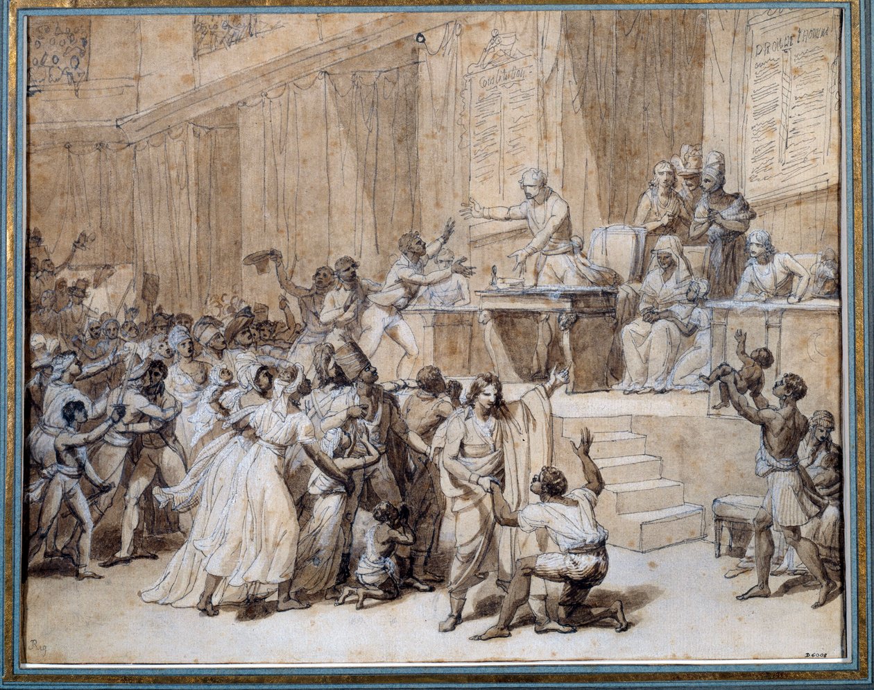 Revolución Francesa: la Convención Nacional decreta la abolición de la esclavitud en las colonias el 4/02/1794 (16 Pluvioso Año II) en París de Nicolas Andre Monsiau