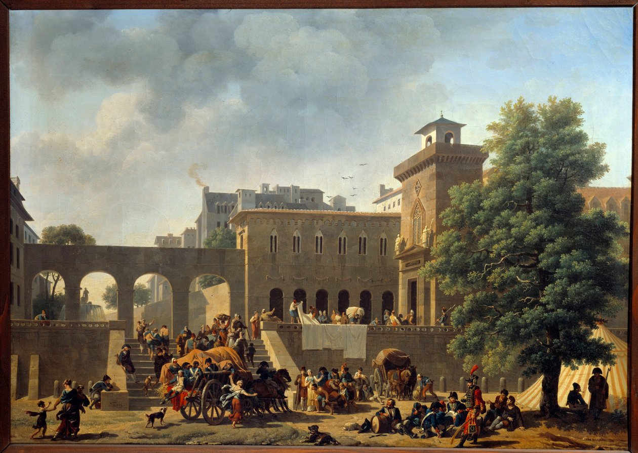Campaña de Italia (1796-1797): El exterior de un hospital militar o los franceses en Italia de Nicolas Antoine Taunay