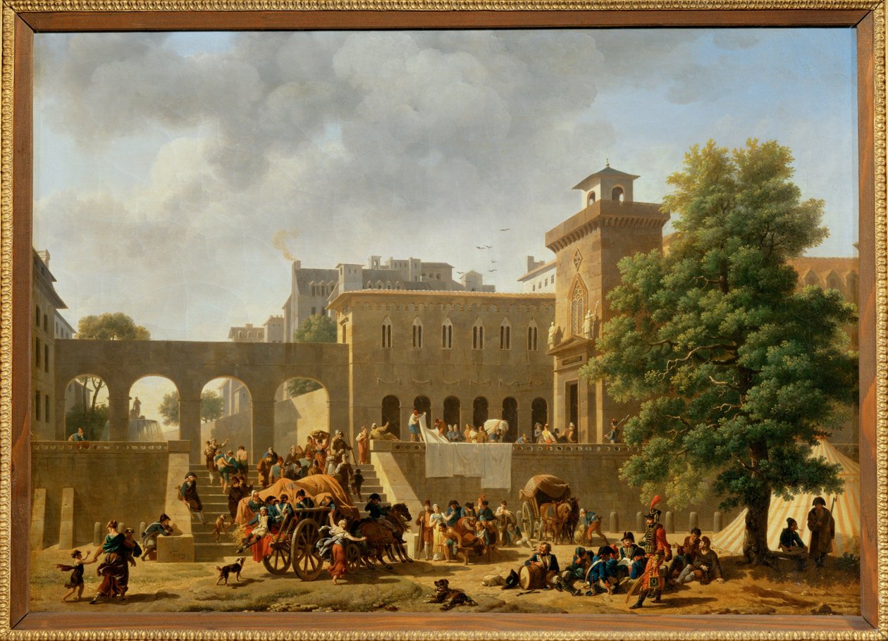 Exterior de un hospital militar, también conocido como "Los franceses en Italia", Salón 1804 ... de Nicolas Antoine Taunay