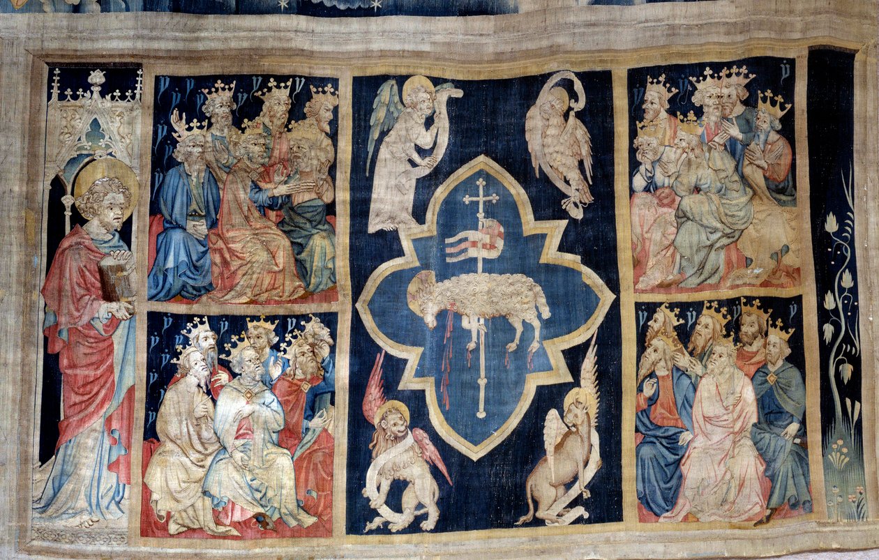 Cortina de la Revelación (1373-1383), n. 7: los ancianos dan gloria a un cordero, símbolo de Cristo. Tapiz de Nicolas Bataille (1330-1405) de Nicolas Bataille