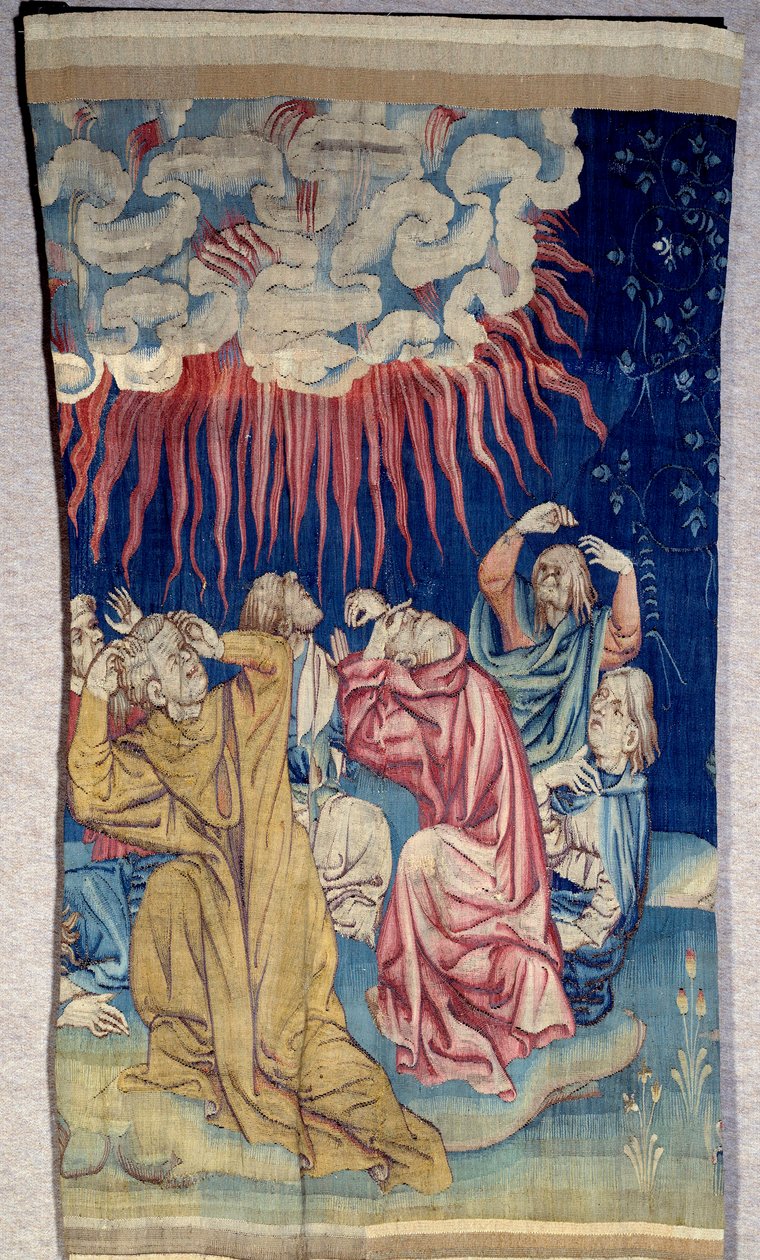 El telón de la Revelación (1373-1383): el fuego del cielo (oscuridad). Tapiz por Nicolas Bataille (1330-1405) de Nicolas Bataille