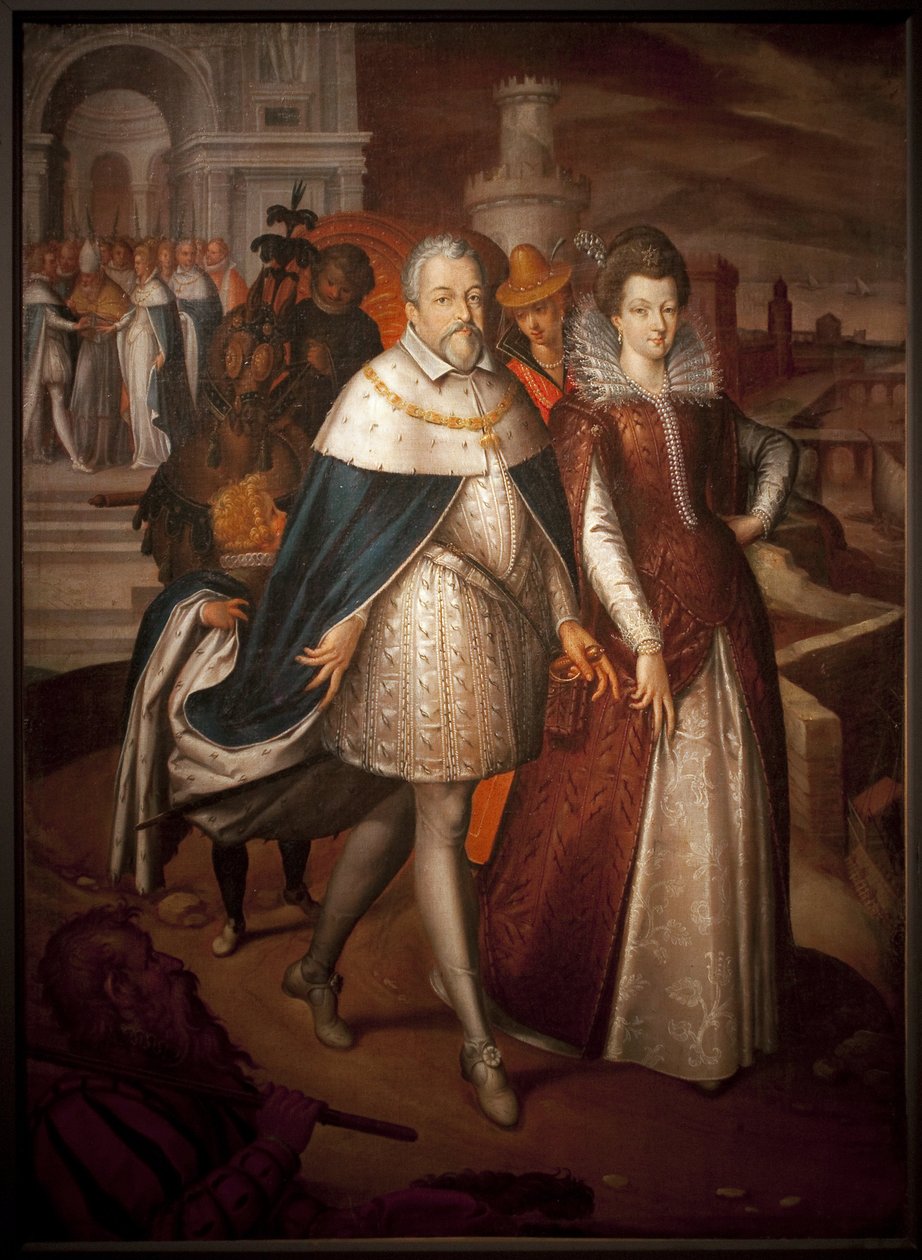 Retrato de Francisco I de Médicis (1541-1587), Gran Duque de Toscana y su hija María de Médicis (1575-1642), futura reina de Francia. El Duque lleva el collar de la Orden del Toisón de Oro. Pintura de Nicolas Bollery (fallecido en 1630), óleo sobre lienzo de Nicolas Baullery
