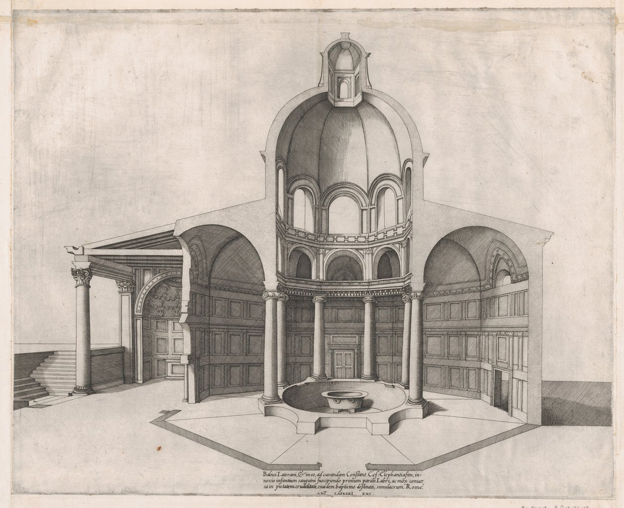 Speculum Romanae Magnificentiae: Interior del Laterano, siglo XVI de Nicolas Beatrizet