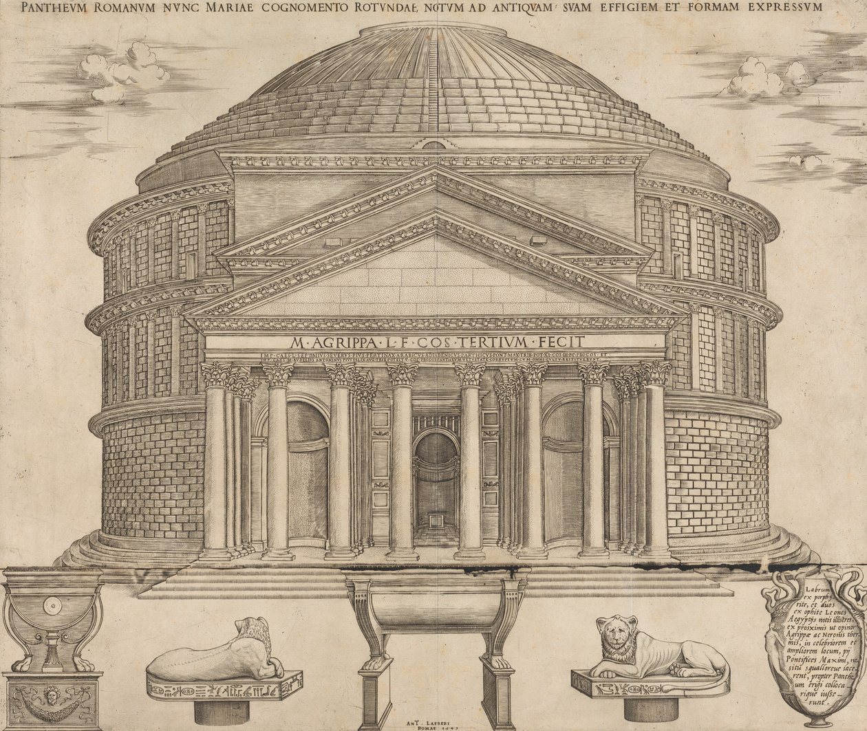 Speculum Romanae Magnificentiae: El Panteón, 1649 de Nicolas Beatrizet
