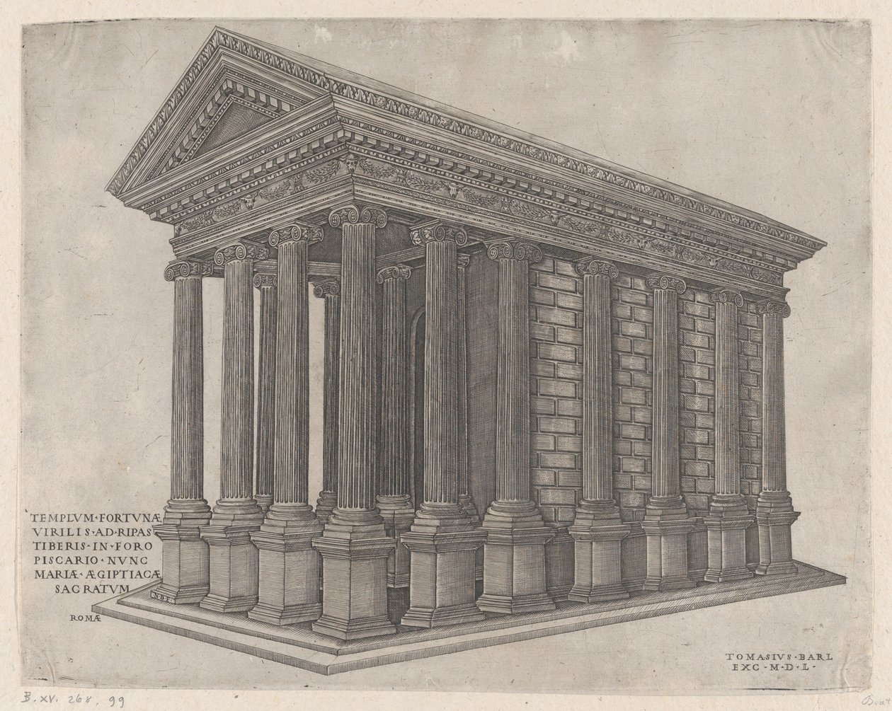 Templo de Fortuna, Roma, 1550 de Nicolas Beatrizet
