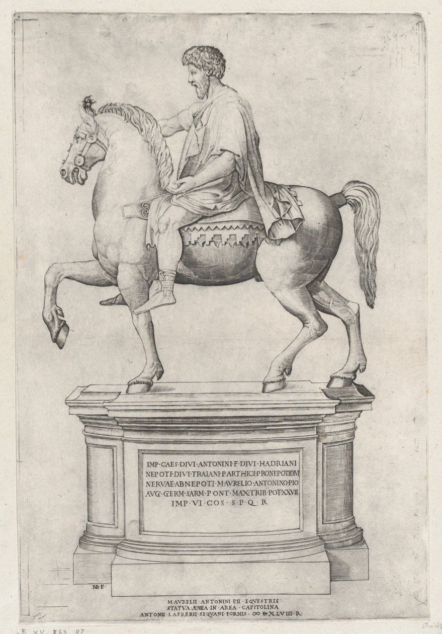 La Estatua Ecuestre de Marco Aurelio en el Capitolio, 1548 de Nicolas Beatrizet