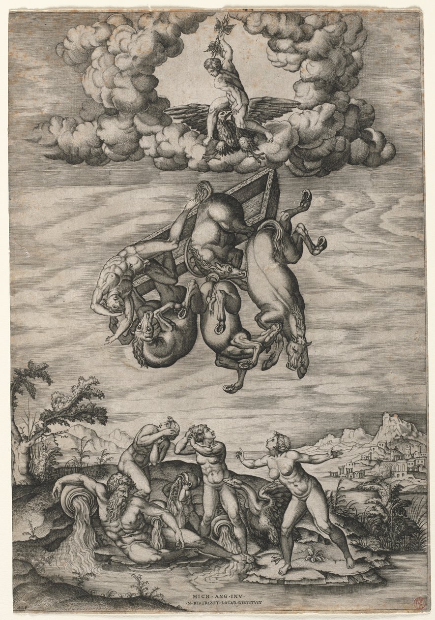 La caída de Faetón, c. 1545 de Nicolas Beatrizet