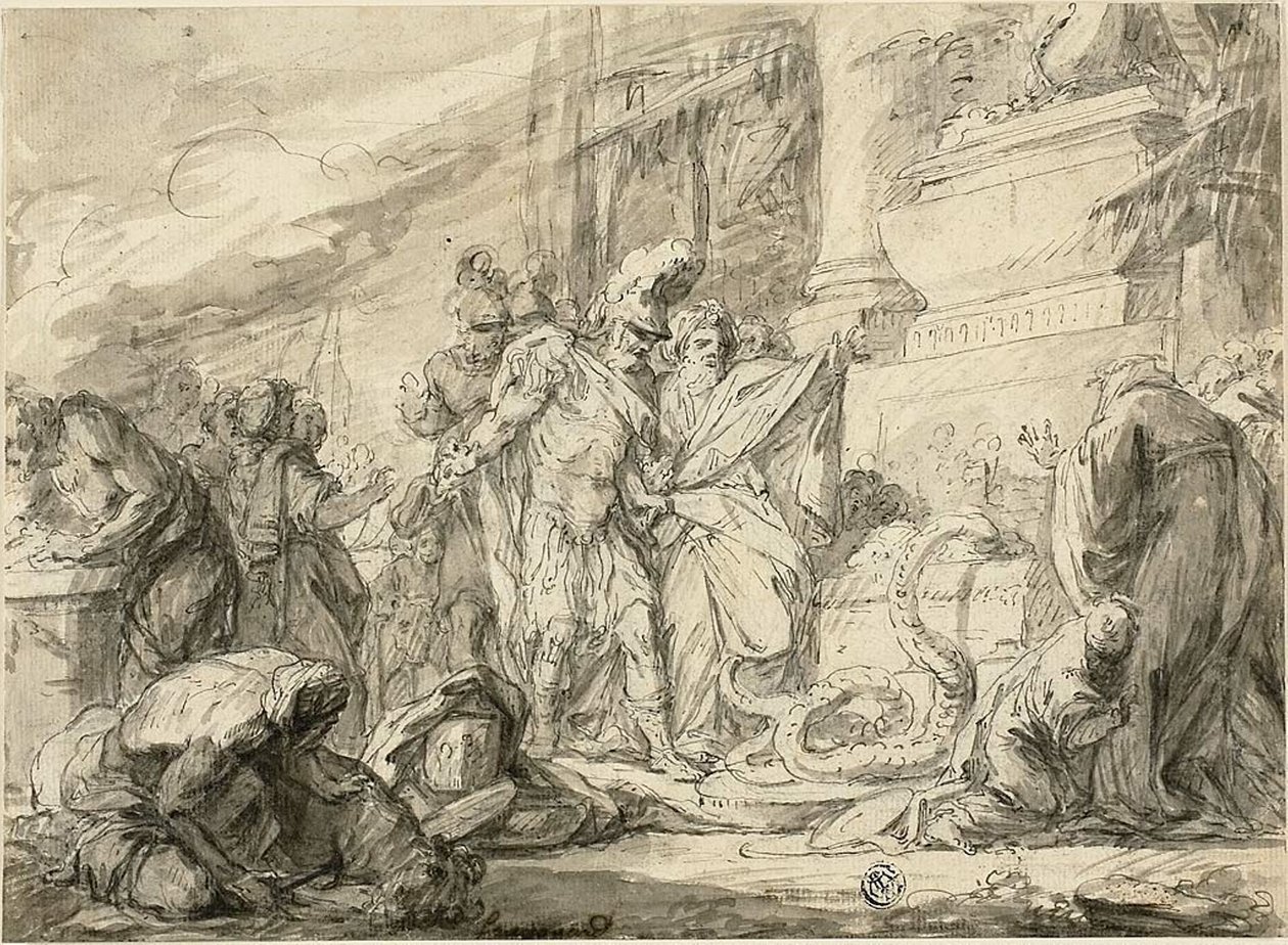 Eneas en la tumba de Anquises (recto); Eneas en la tumba de Anquises (verso) de Nicolas Bernard Lepicie