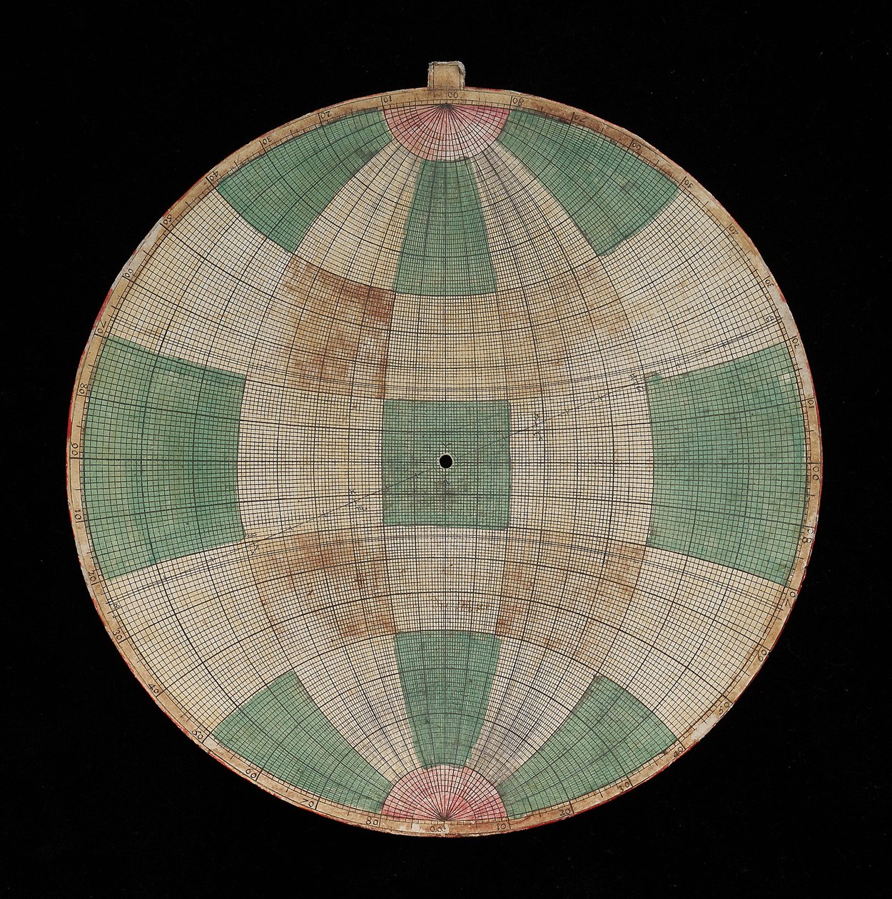 Astrolabio, detalle de una placa con una proyección de Frijus de Nicolas Bion