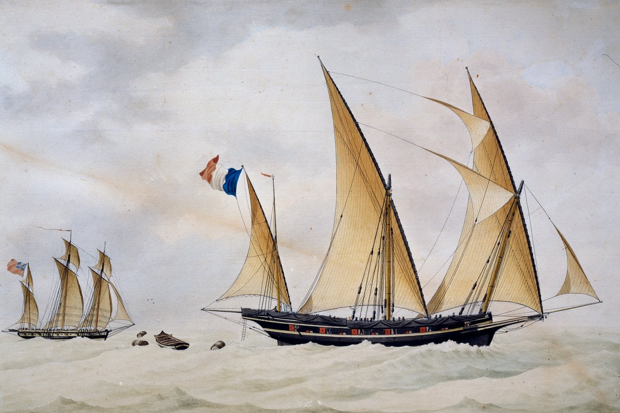 Xebec Santo Stefano di Laigueglia perseguido por corsario inglés de Nicolas Cammillieri