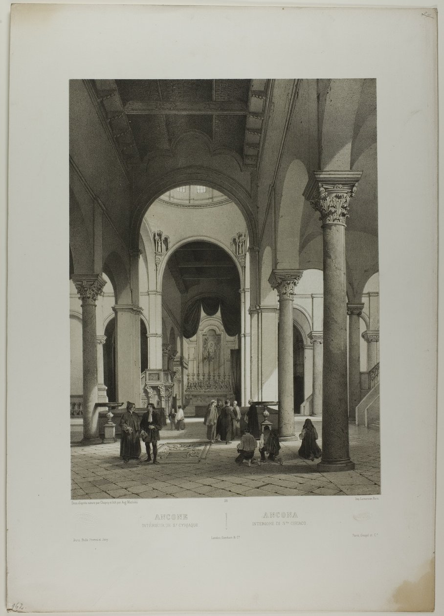 Ancona: Interior de San Siriaco, lámina 38 de Italie Monumentale et Pittoresque de Nicolas Chapuy