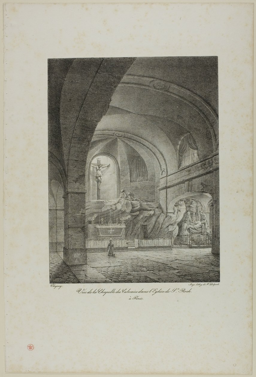Vista de la Capilla del Calvario en la Iglesia de San Roque, París de Nicolas Chapuy