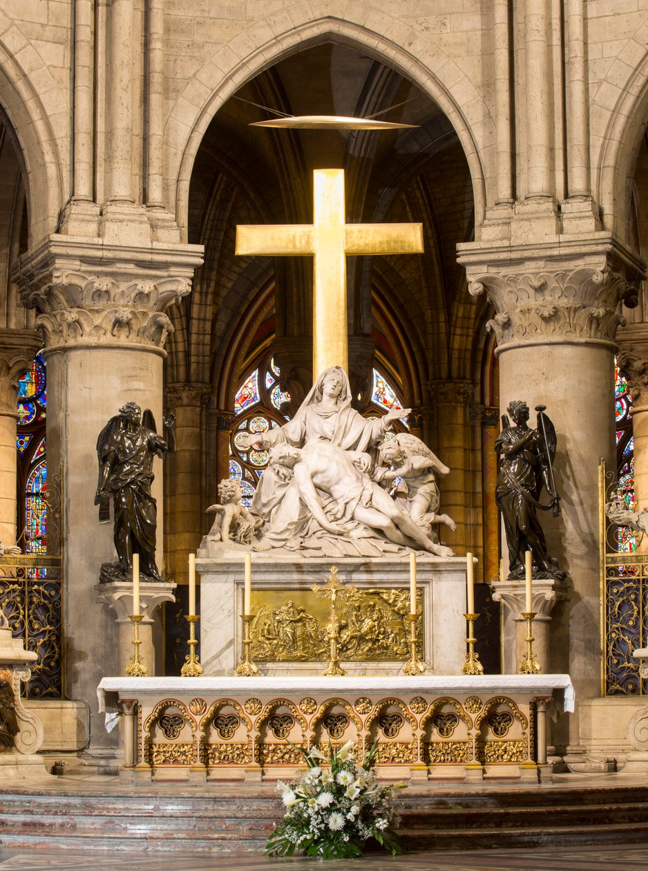 Descendimiento de la Cruz, Altar Mayor, Notre Dame, París, c.1695-1705 (mármol) de Nicolas Coustou