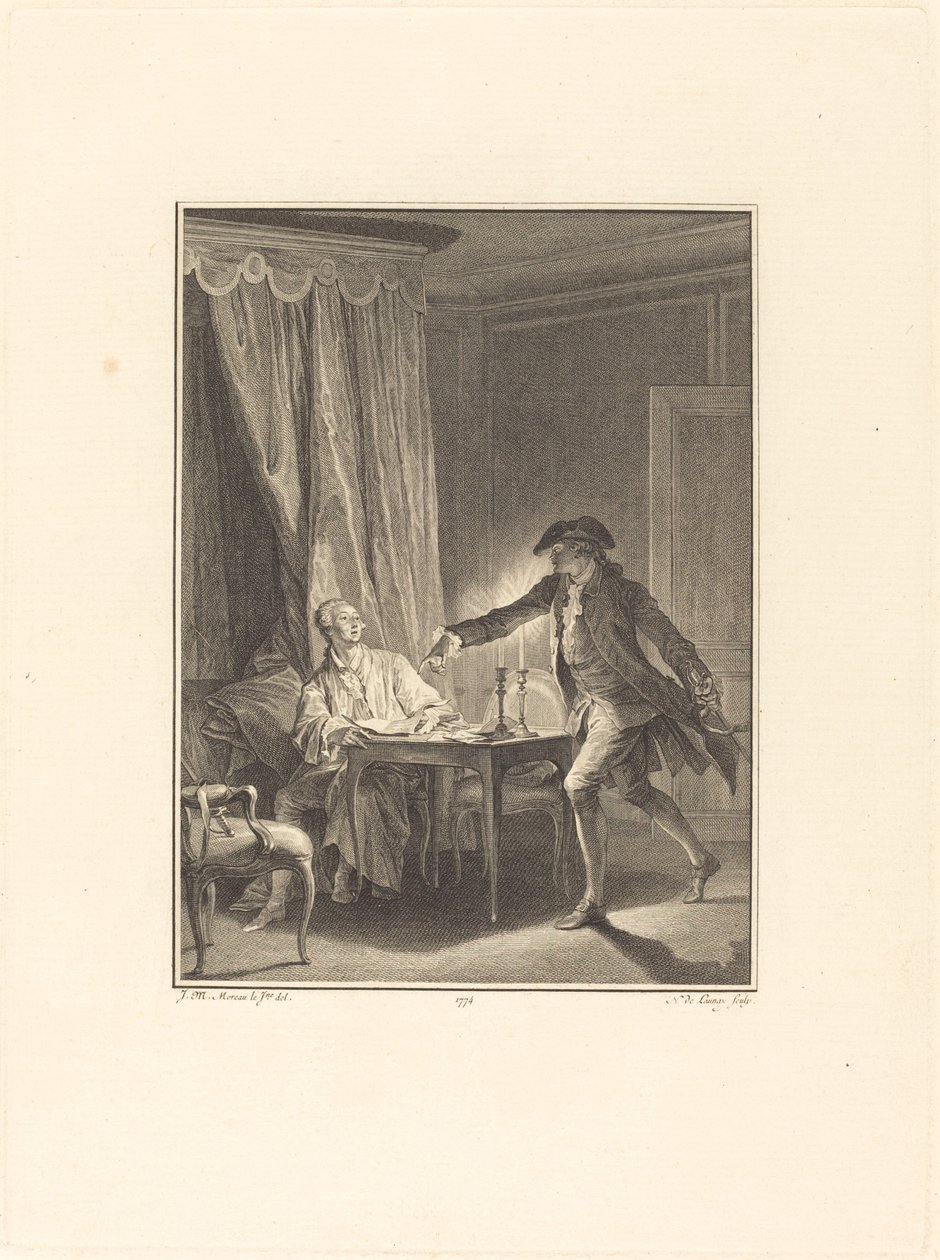 ¡Ah! Joven hombre a tu benefactor de Nicolas Delaunay after Jean Michel Moreau