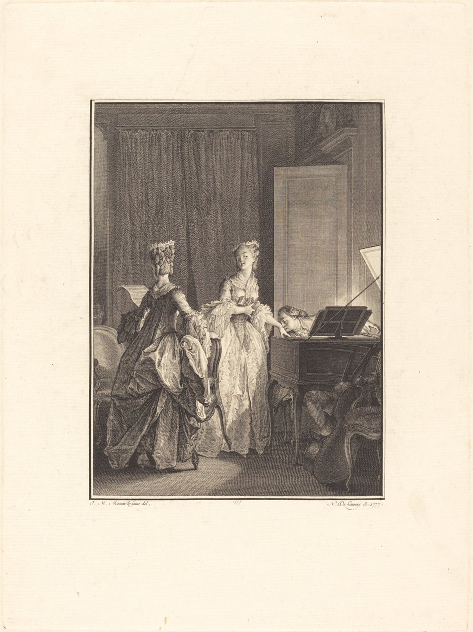 Il appliqua sur cette main un baiser que je sentis sur mon coeur de Nicolas Delaunay after Jean Michel Moreau