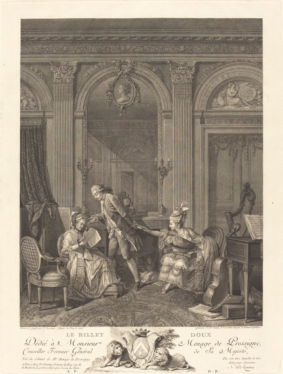 La nota de amor de Nicolas Delaunay after Nicolas Lavreince
