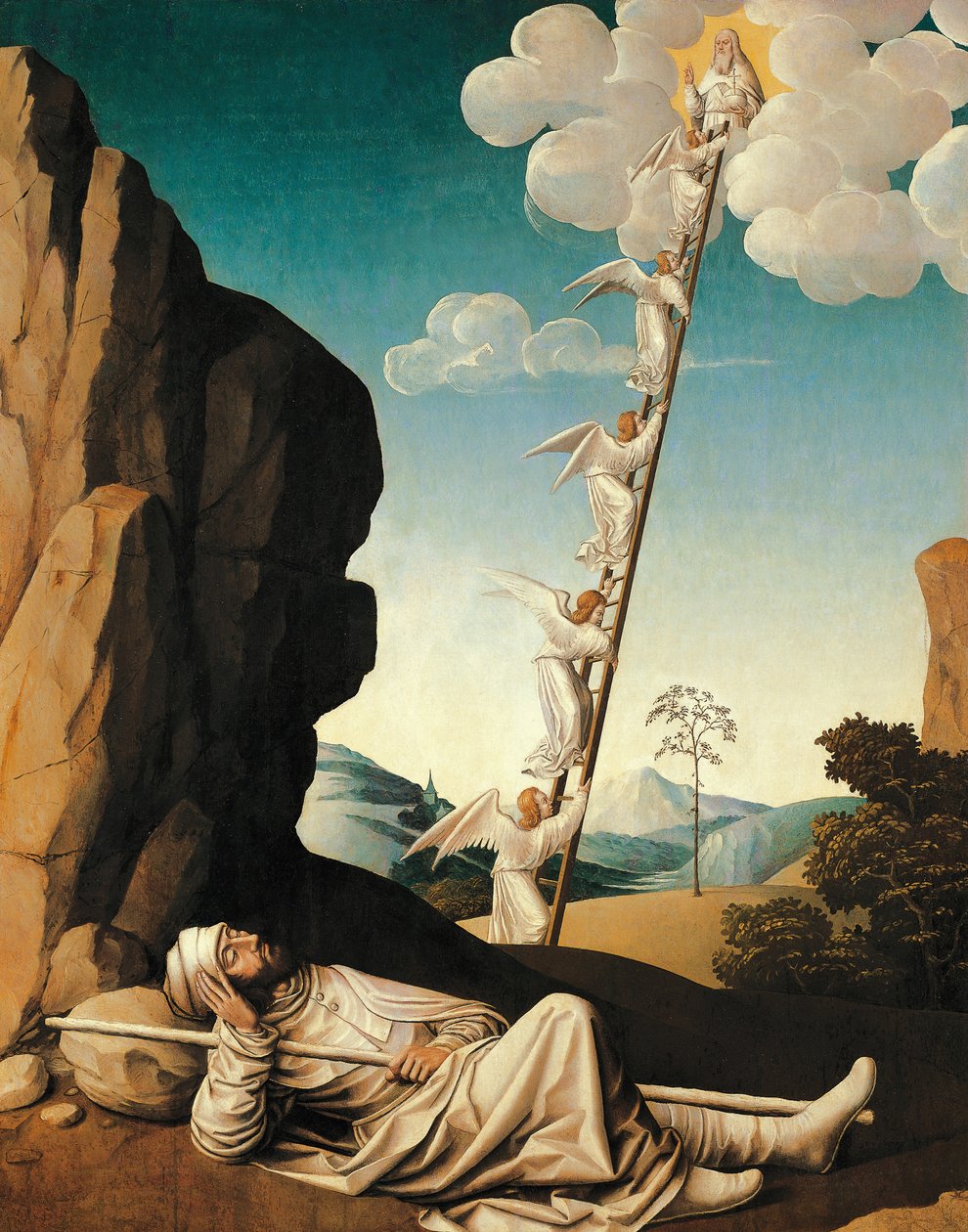 El sueño de Jacob, hacia 1500, de Nicolas Dipre (activo hacia 1495-1532), óleo sobre tabla transferido a lienzo de Nicolas Dipre