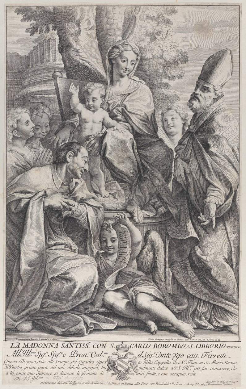 Virgen y Niño con San Liborio y Carlo Borromeo, 1693-95 de Nicolas Dorigny