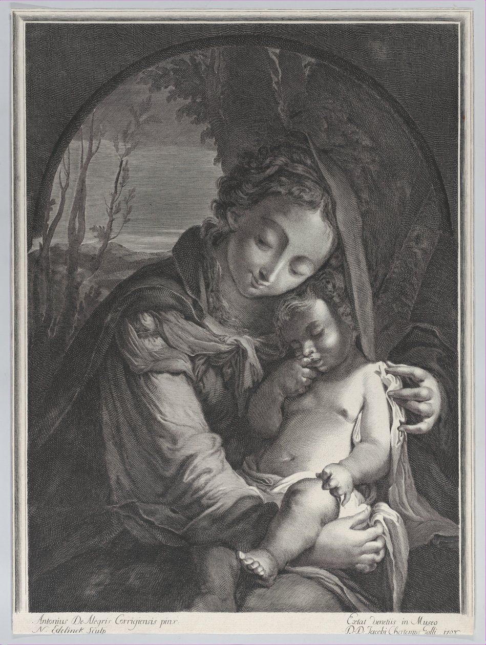 Virgen con el niño Cristo dormido de Nicolas Etienne Edelinck