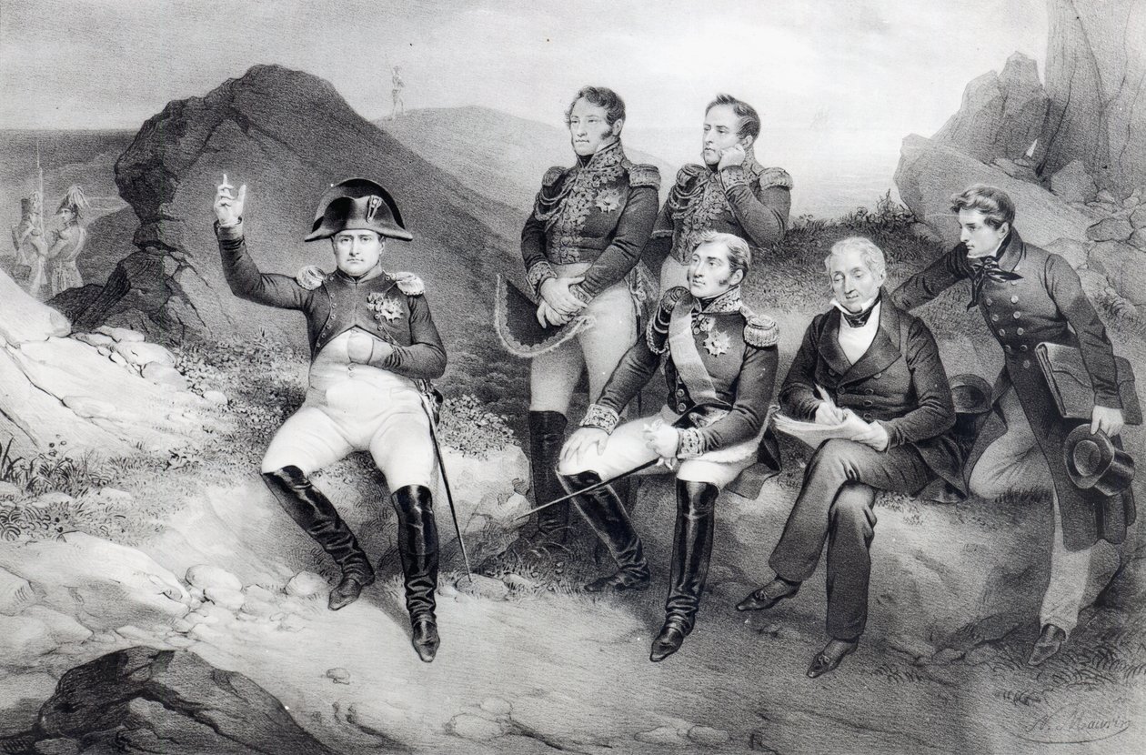Emperador Napoleón I (1769-1821) dictando sus memorias a Emmanuel Las Cases (1766-1842) en Santa Elena, 1860 de Nicolas Eustache Maurin