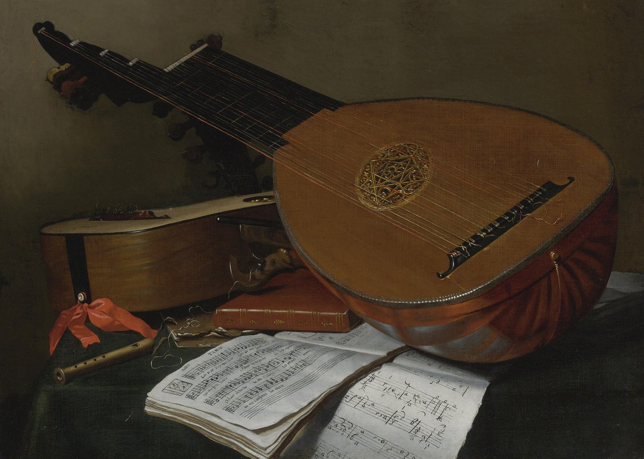 Naturaleza muerta con un laúd y una guitarra de Nicolas Henri Jeaurat de Bertry
