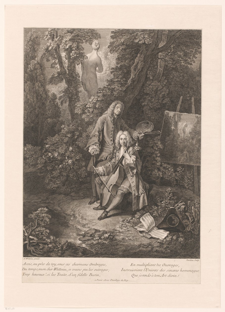 Dos hombres galantes en un paisaje de parque de Nicolas Henri Tardieu