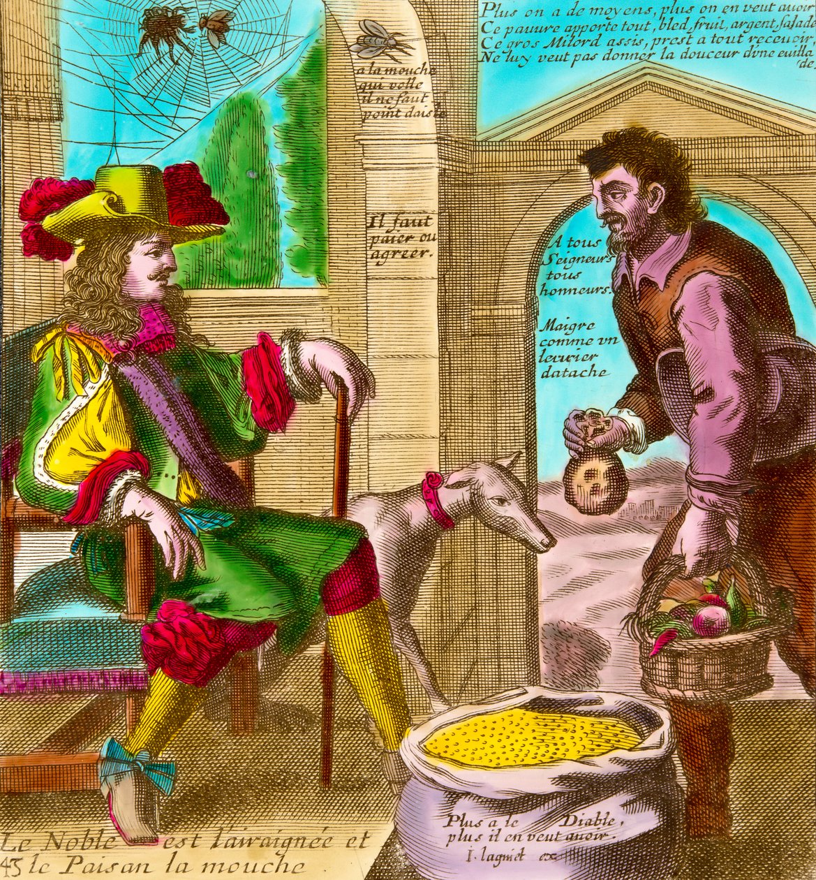 Impuesto sobre el Tercer Estado: "La araña y la mosca" o "El noble y el campesino" de Nicolas and Lagniet Jacques Guerard