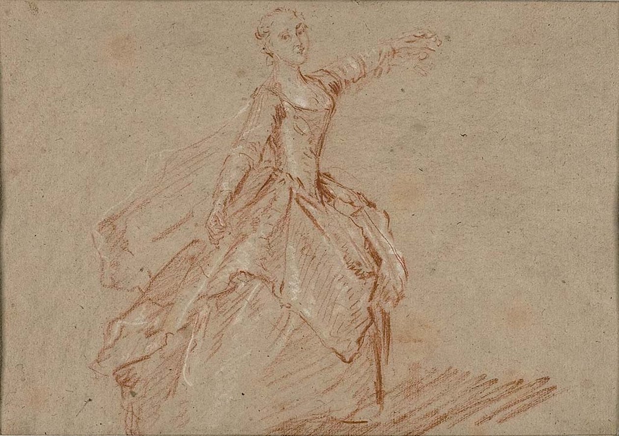 Estudio para La danza entre el pabellón y la fuente de Nicolas Lancret