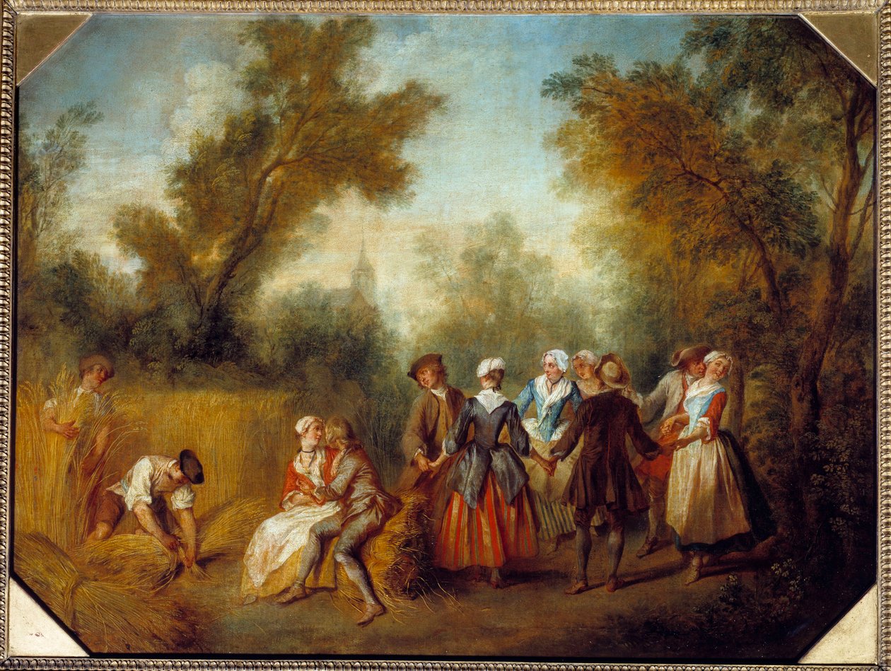 Verano, escena de fiesta campestre en tiempo de cosecha de Nicolas Lancret