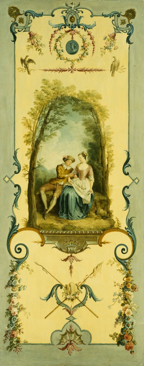 Tres paneles decorativos con alegorías de invierno, verano y otoño de Nicolas Lancret