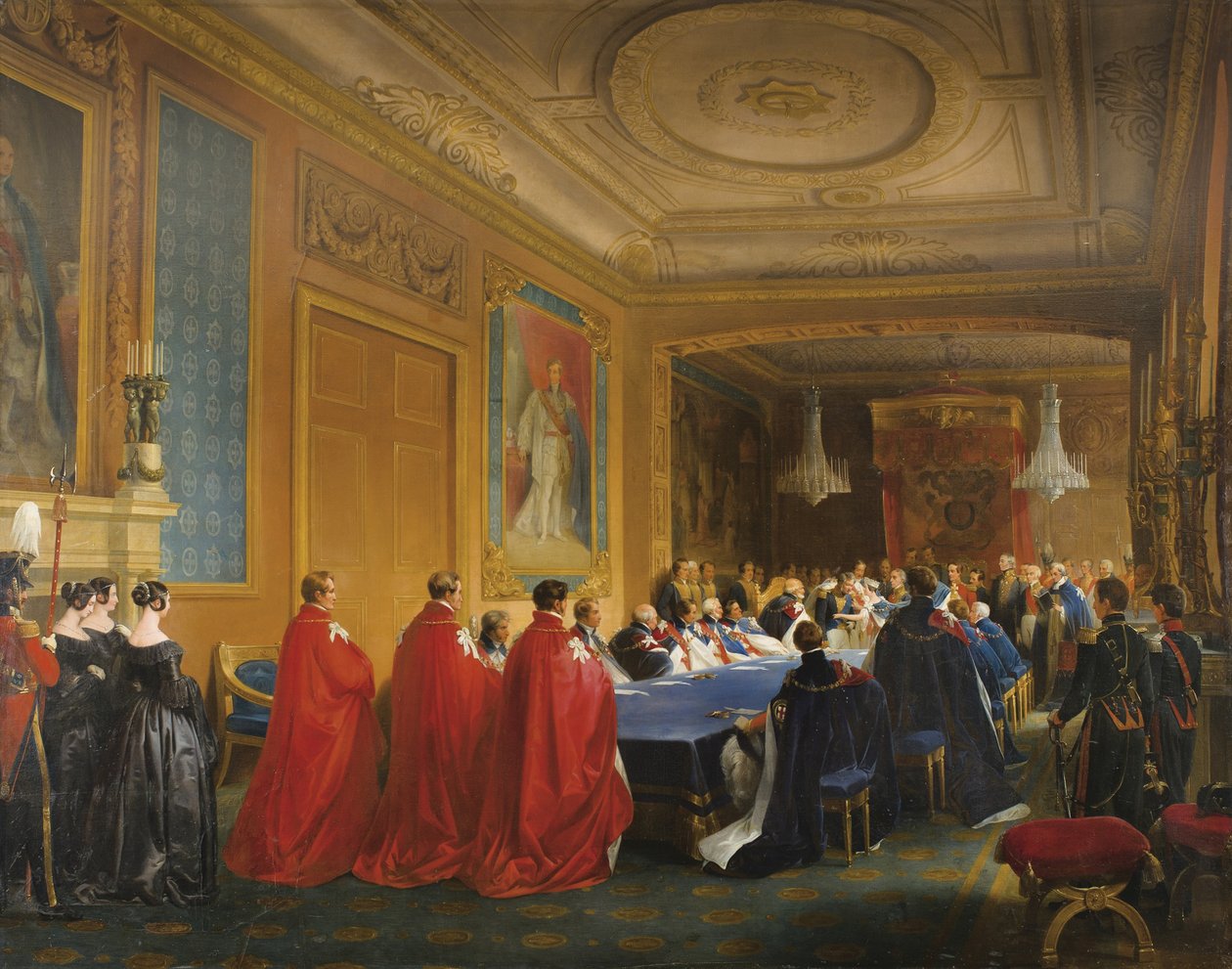 Luis Felipe recibiendo la Orden de la Jarretera de manos de una joven Reina Victoria, 1844 de Nicolas Louis Francois Gosse