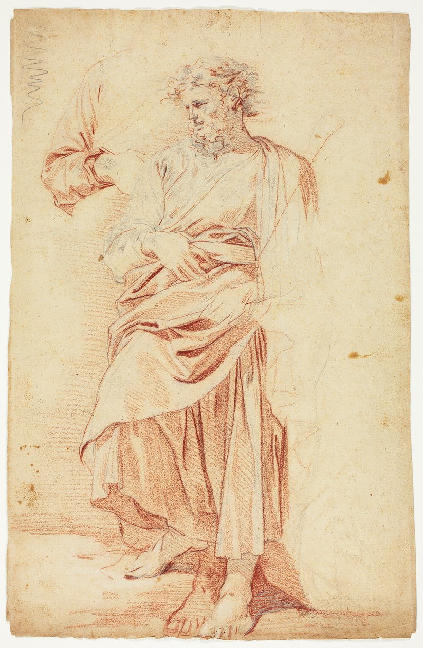 Bocetos de profeta masculino con túnica de Nicolas Mignard
