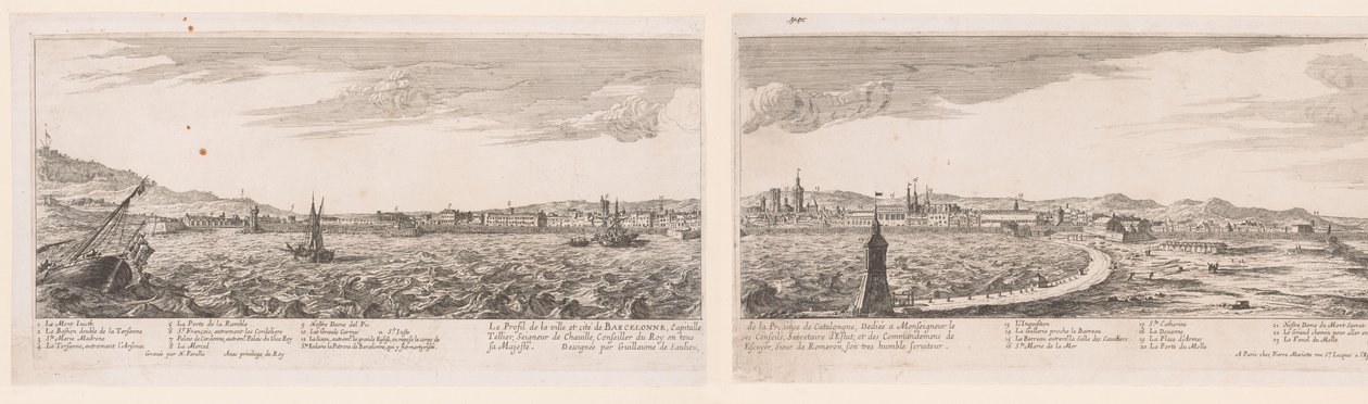 Gezicht en Barcelona Perfil del pueblo y ciudad de Barcelona (...) (título sobre objeto) de Nicolas Perelle