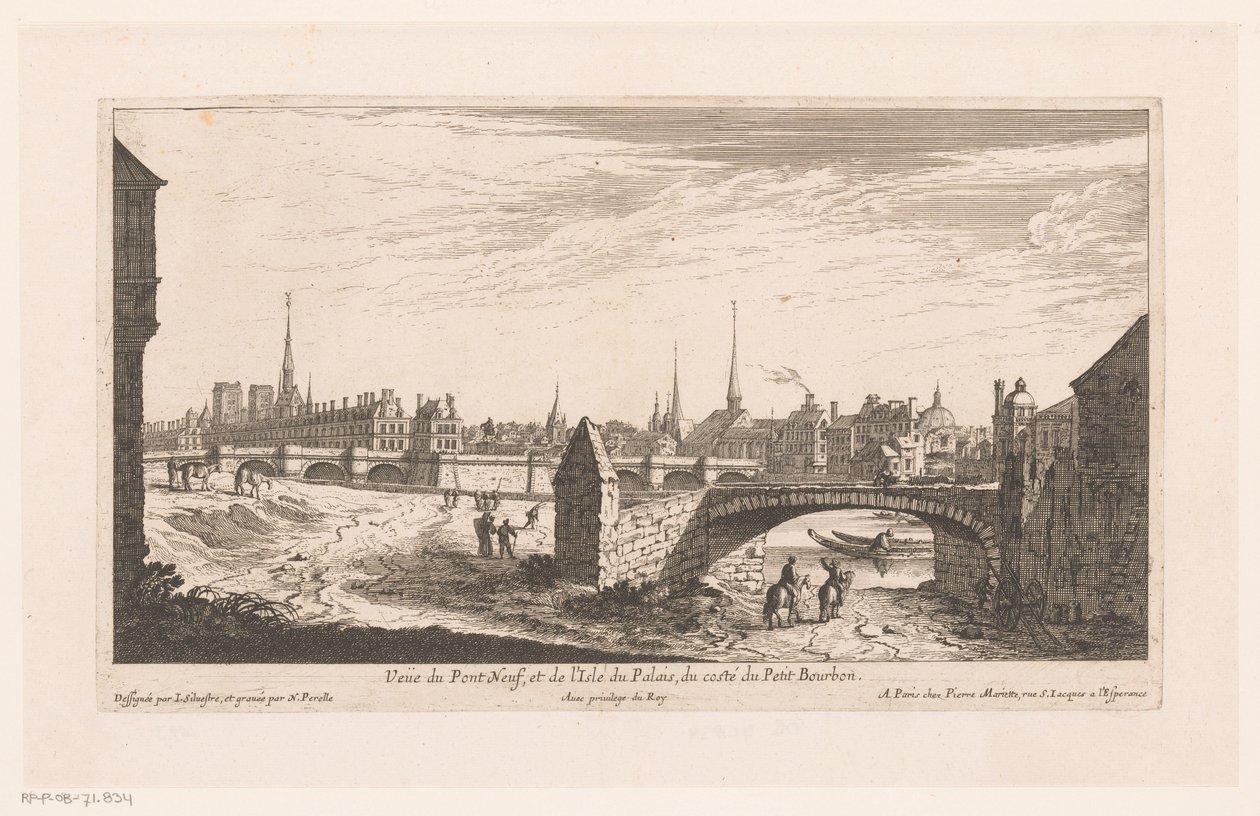 Gezicht op de Pont Neuf Vista del Pont Neuf y la Isle du Palais (...) (título sobre objeto) de Nicolas Perelle
