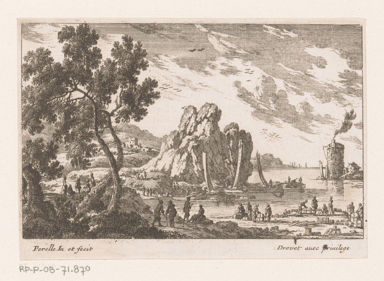 Paisaje costero con torre de Nicolas Perelle