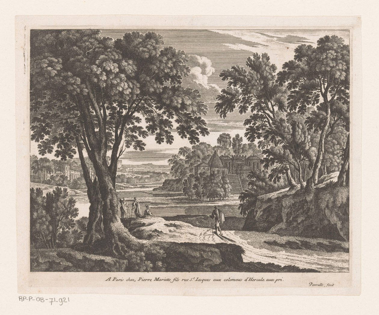 Paisaje con río y caminantes de Nicolas Perelle