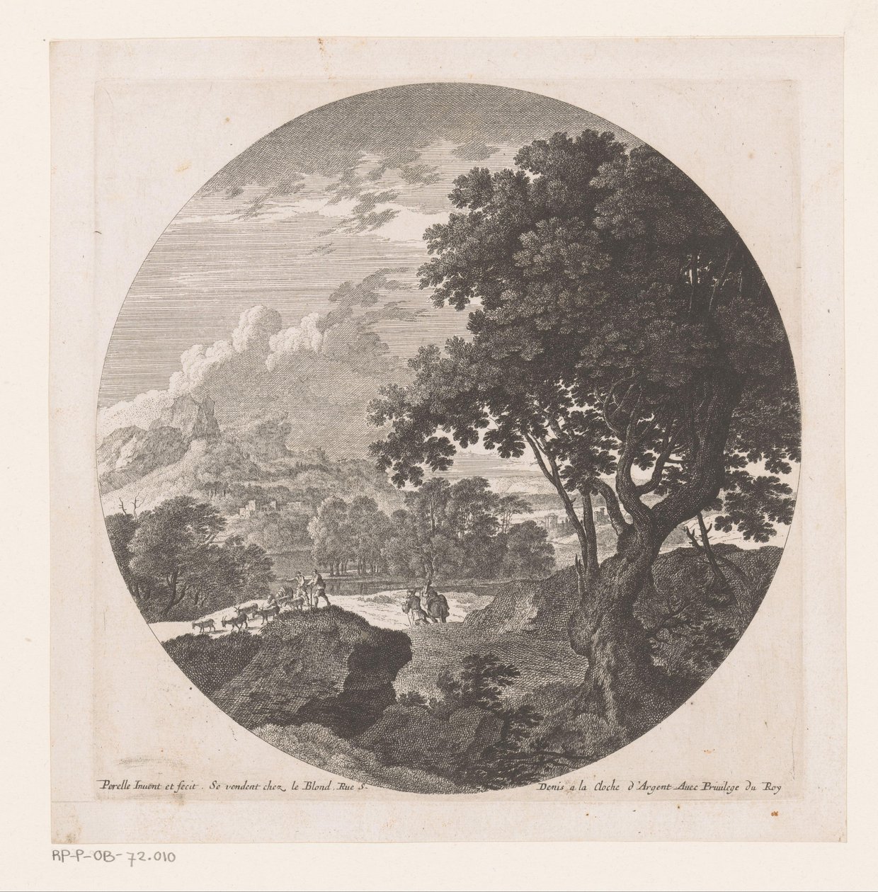 Paisaje con dos hombres con rebaño de cabras de Nicolas Perelle