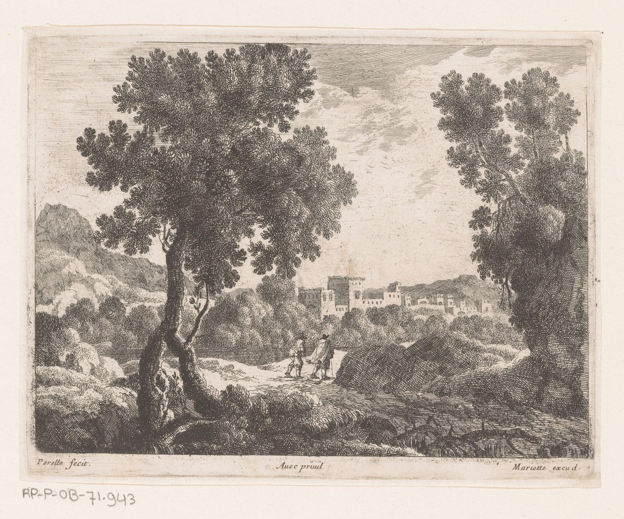 Paisaje con dos excursionistas de Nicolas Perelle