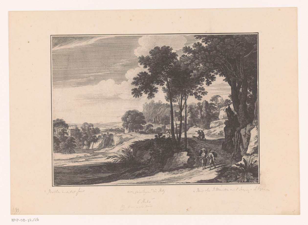 paisaje con excursionistas de Nicolas Perelle